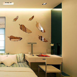 3D Federn Spiegel Wand Aufkleber Tapete