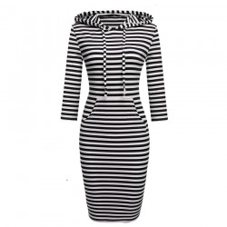 Striped hooded dress with pocketsDresses