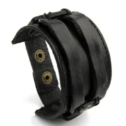 Leder Manschette Doppel breites Seilarmband unisex
