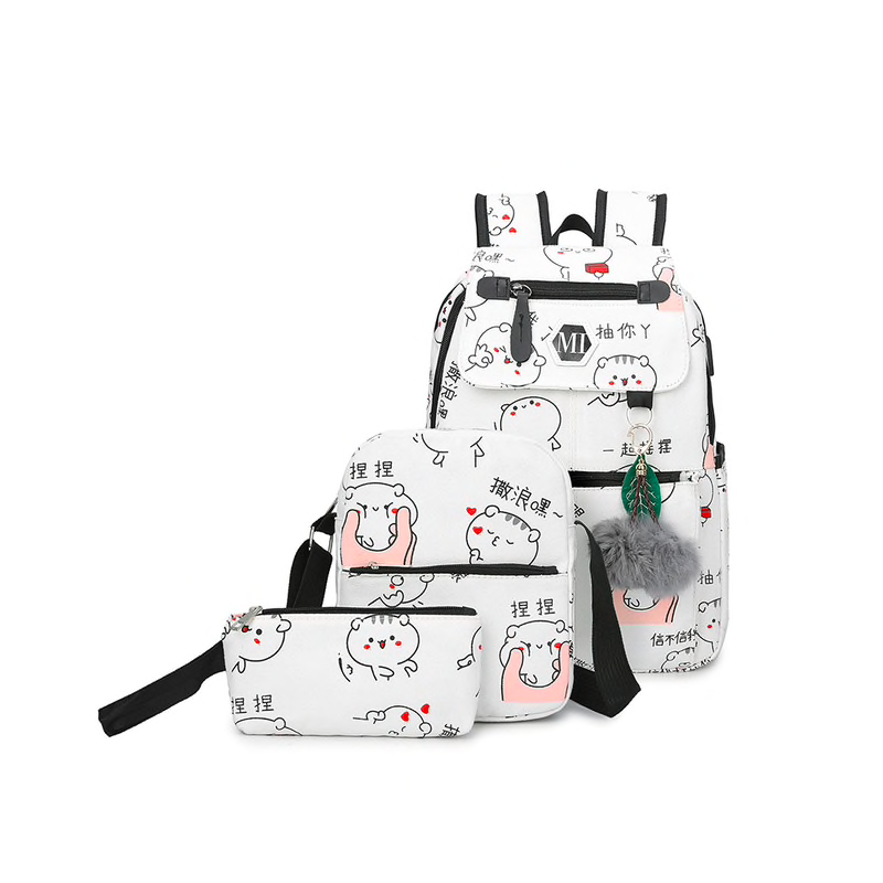 USB-Ladeschule Rucksack Leinwand 3 Stück Set