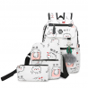 USB-Ladeschule Rucksack Leinwand 3 Stück Set