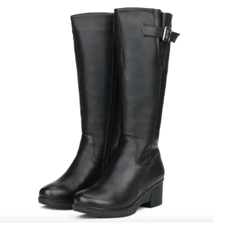 Natürliche Wolle echte Leder Winterstiefel
