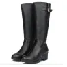 Natürliche Wolle echte Leder Winterstiefel