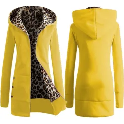 Leopard Fleece Kapuzenjacke