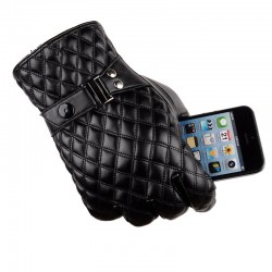 Warm leather winter gloves with touch screen functionGloves