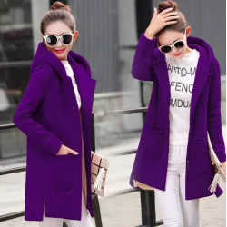 Lange Kapuze Fleecejacke