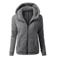 Weiche Fleece Kapuzenjacke mit Reißverschluss