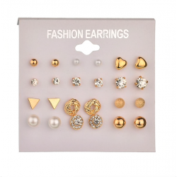 Crystal & pearl gold & silver stud earrings setEarrings