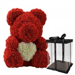 Infinity rose flower teddy bear with heart 40 cmValentine's day