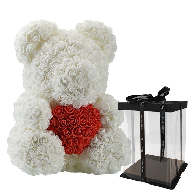 Infinity Rosenblüte Teddybär mit Herz 40 cm
