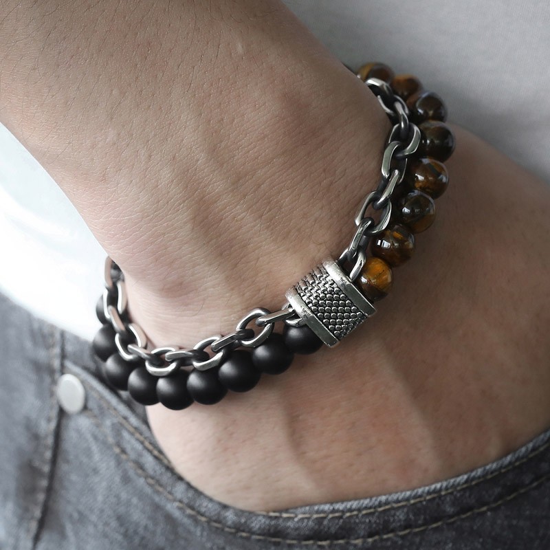 Stainless steel bracelet with natural stone beadedBracelets