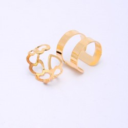 Trendy punk adjustable gold hollow rings 5 pcs setRings