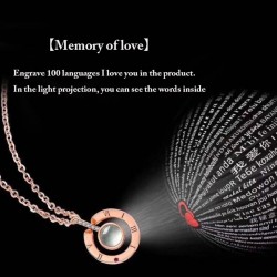 Pendant with 100 languages projection I LOVE YOU rose & silver necklaceNecklaces