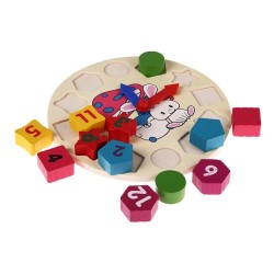 Hölzerne Puzzleuhr mit 12 Zahlen - Spielzeug