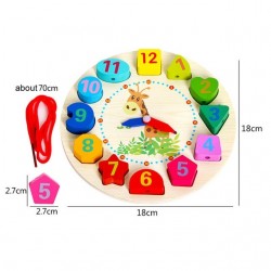 Wooden puzzle clock with 12 numbers - toyWooden