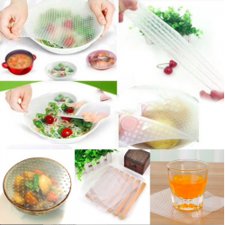 Multifunctional reusable silicone food wrap cover lids 4 pcsKitchen