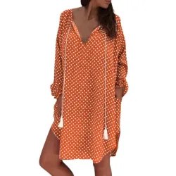 Mini polka dot Kleid mit langen Ärmel