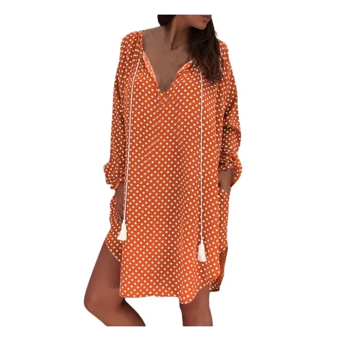 Mini polka dot Kleid mit langen Ärmel