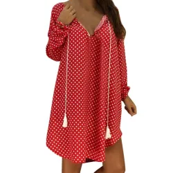 Mini polka dot Kleid mit langen Ärmel