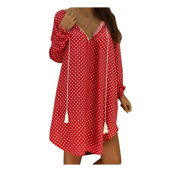 Mini polka dot Kleid mit langen Ärmel