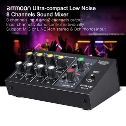 AM-228 Mischpult - ultrakompakt - geräuscharm - 8 Kanäle Audio-Soundmischer mit Netzteil