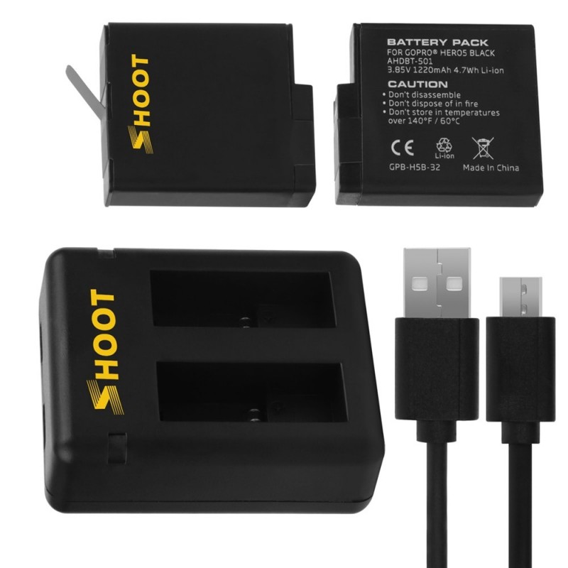 AHDBT-501 Akku - drei & Dual Ports USB Ladegerät für GoPro 7/6 / 5 Action Kamera