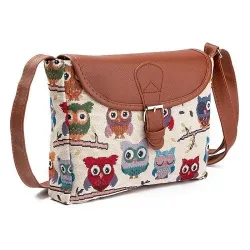 Printed Owls - crossbody shoulder small bagBags