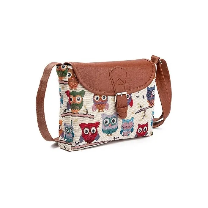 Printed Owls - crossbody shoulder small bagBags
