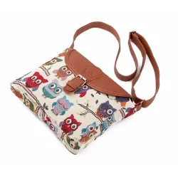 Printed Owls - crossbody shoulder small bagBags