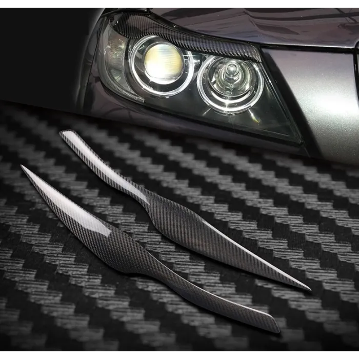 Car headlights eyebrows stickers for 2005 - 2011 BMW E90 E91 4DR - carbon fiberStickers