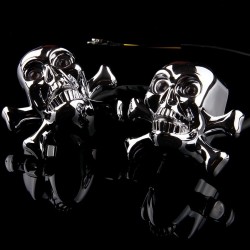 Chrome skull head - LED - motorcycle signal lights - indicators for Honda Yamaha Harley Chopper - 2pcsTurning lights