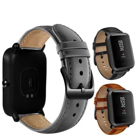 Lederband mit schwarzer Schnalle für Xiaomi Huami Amazfit Bip