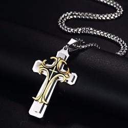 Stainless steel 24" necklace with cross pendantNecklaces