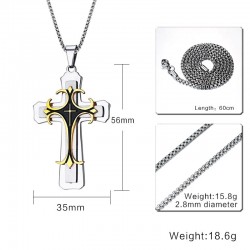 Stainless steel 24" necklace with cross pendantNecklaces