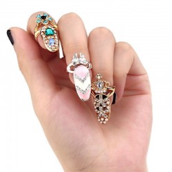 Nail ring with crystalsNails