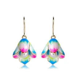 Porzellanblumen & Perle - lange Tropfen Ohrringe