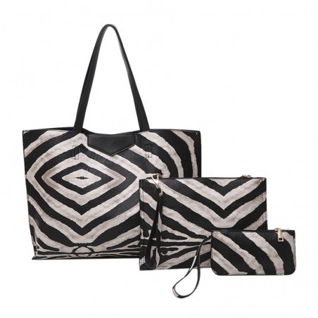 Leather bag with zebra pattern - 3 pcs setSets