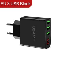 3.4A smart fast 3 port USB charger with LED display - EU plugChargers