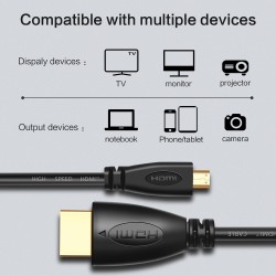 Vergoldet 3D 1080P HDMI auf Micro HDMI - D-Typ männlich auf HDMI männlich - Kabel