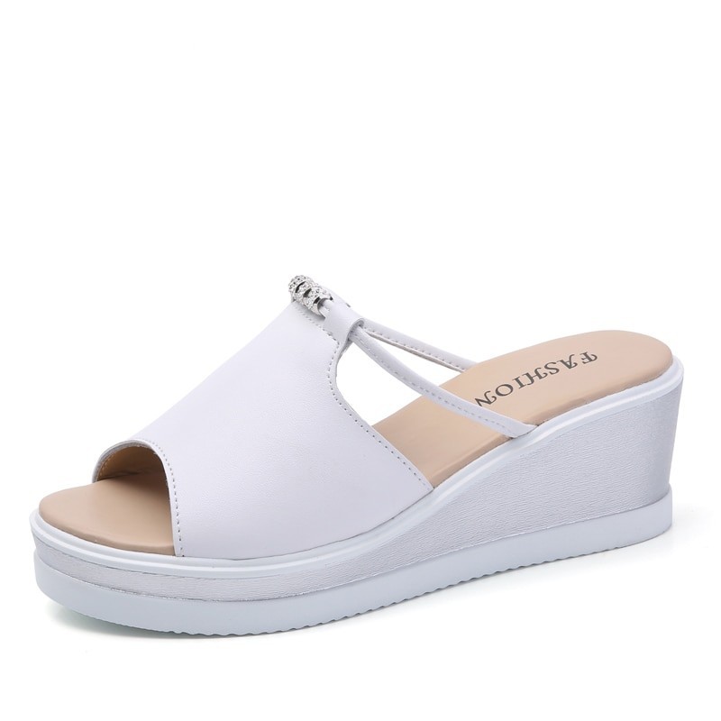 Comfortable leather slip-on wedge sandalsSandals