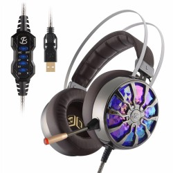 NiUB5 PC65 glühendes Gaming Headset - 3D USB 7.1 PS4 Kopfhörer mit Geräuschunterdrückung