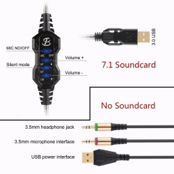 NiUB5 PC65 glowing gaming headset - 3D USB 7.1 PS4 headphones with noise cancelingEar- & Headphones
