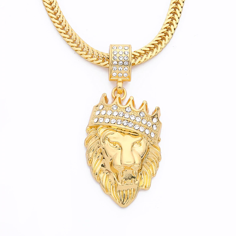 Luxury gold lion head pendant - necklaceNecklaces
