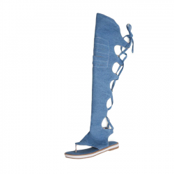Denim cross lace up - knee high - gladiator shoesSandals