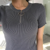 Casual short sleeve top with zipper - t-shirtWomen's fashion