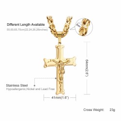 Gold stainless steel necklace with crossNecklaces