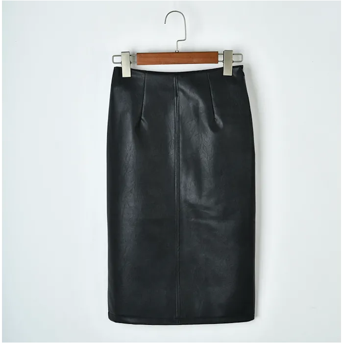 Elegantes Leder Midi Rock