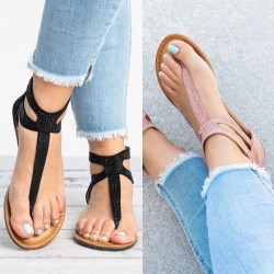Summer sandals with crystals & zipper