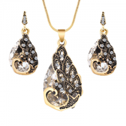 Earrings & necklace with crystal peacock - jewelry setJewellery Sets