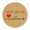 Handmade with Love - natürliches Kraftpapier - runde Aufkleber - 500 Stück